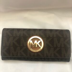 Michael Kors Brown Wallet with Signature MK Monogram